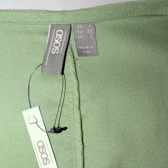 NWT ASOS | Viscose Eyelet Lace Wrap Blouse Top Pastel Green | Size UK 4 (US 0)* - Picture 5 of 14